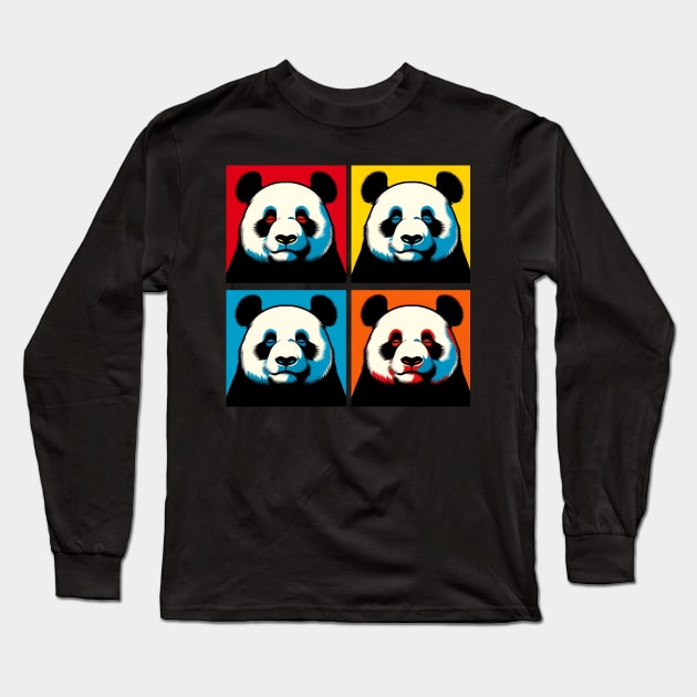 Pop Closed Eyes Panda - Funny Panda Art Long Sleeve T-Shirt by PawPopArt